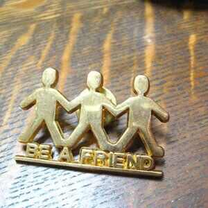 Be A Friend Paper Dolls Cut Out Vintage Lapel Pin